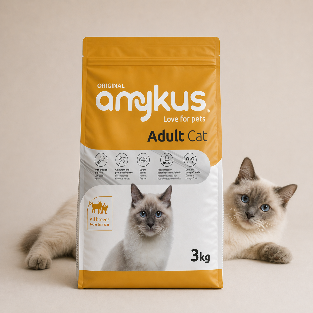 Saco de pienso Amykus Adult Cat para gatos adultos