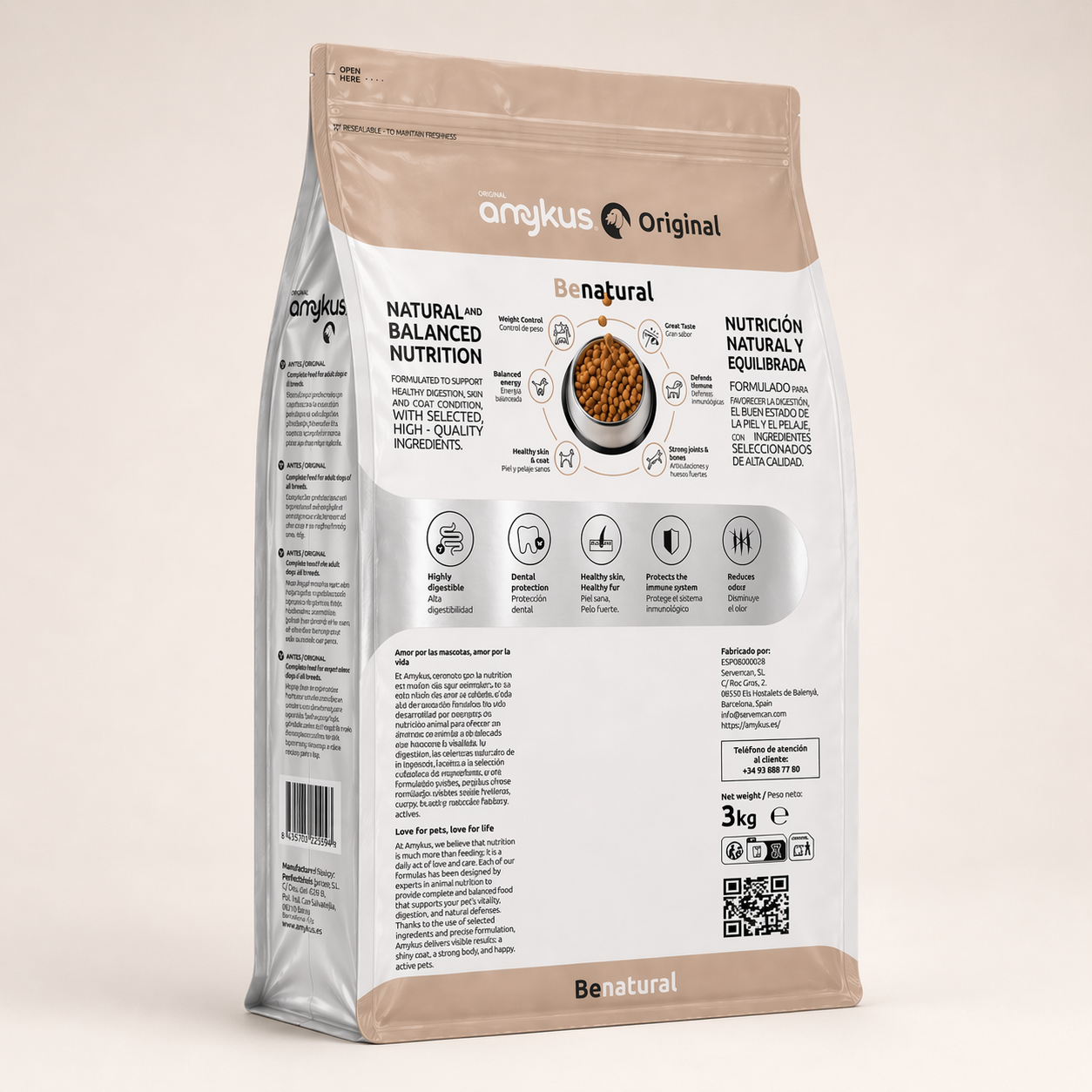 Parte trasera del saco Amykus Hypoallergenic Grain Free Turkey and Duck