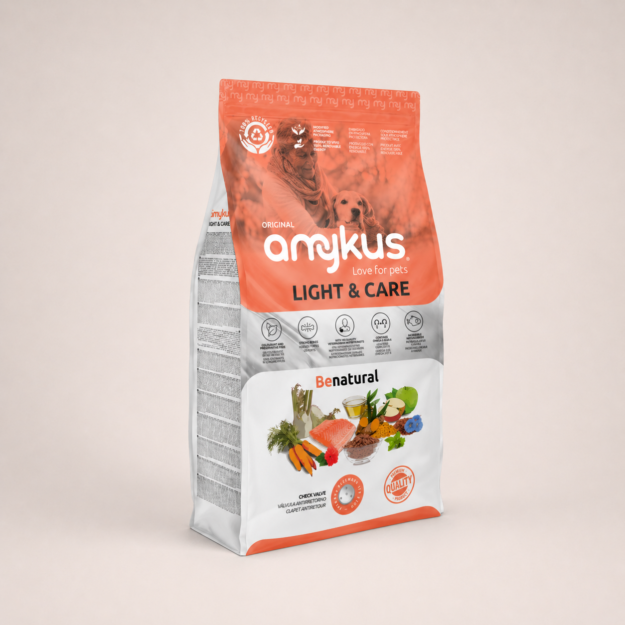 Saco de Amykus Original Light and Care, pienso completo para perros adultos