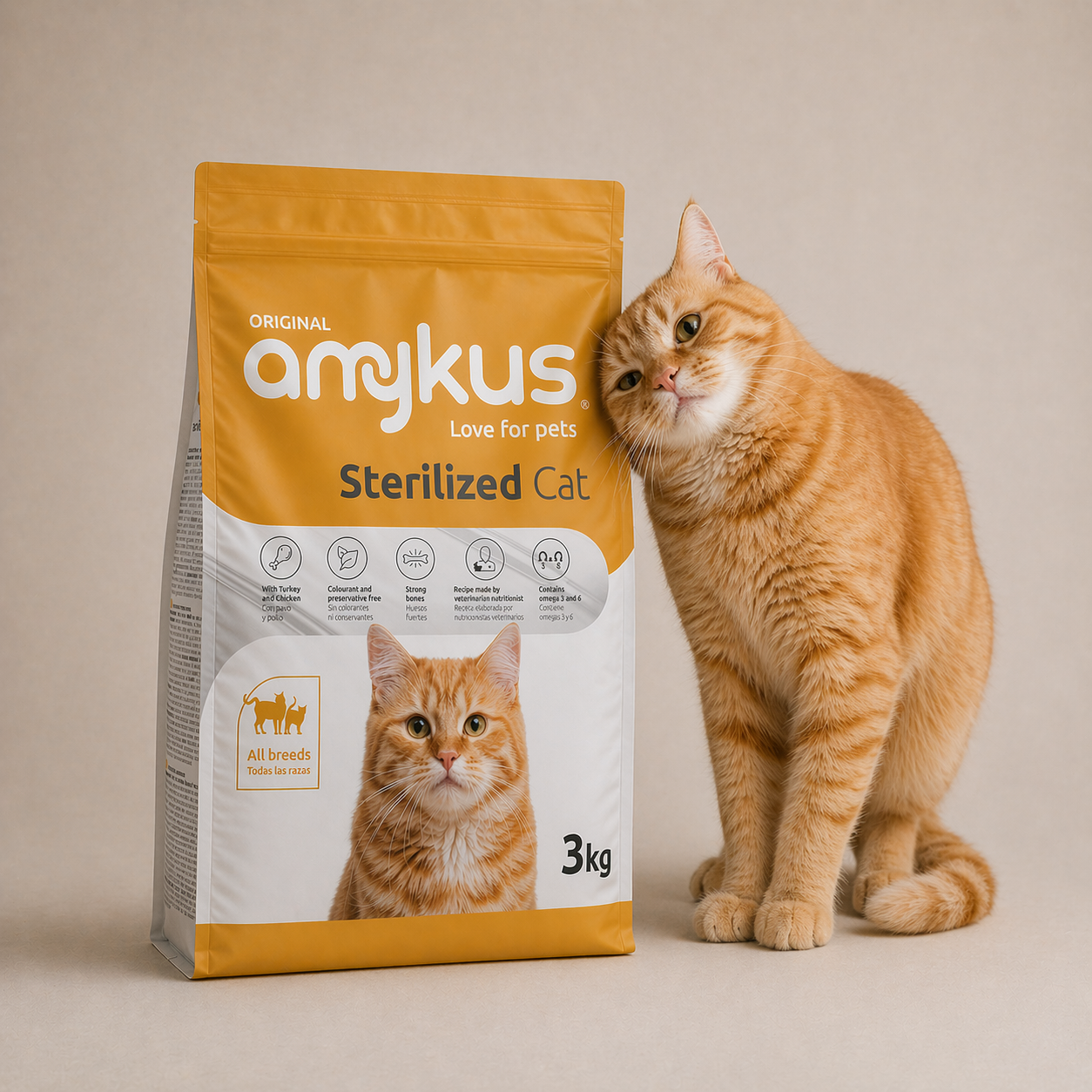 Saco de pienso Amykus Sterilized Cat para gatos esterilizados